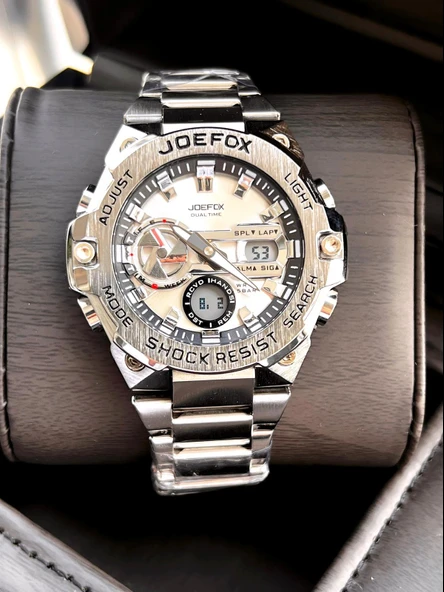 Joefox Çelik Kordon Dijital Ve Analog 2 Yıl Garantili 3 Atm Suya Dayanıklı Erkek Kol Saati JOE.CL09 - Resim 3