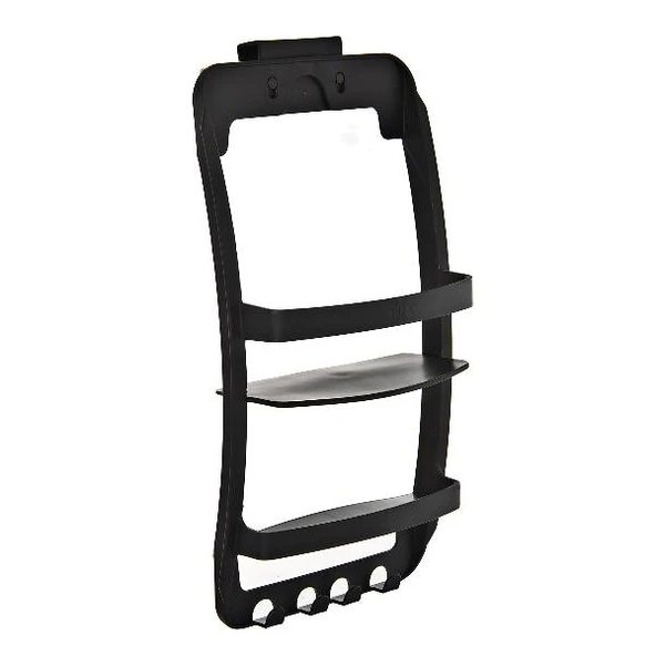 Asılabilir 3 Katlı Siyah Duş Rafı | Askılıklı Banyo Organizeri – Delmeden Montaj ürün görseli