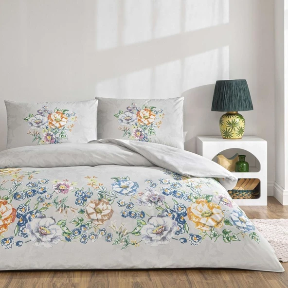 Taç Çift Kişilik Ranforce Nevresim Takımı Fiora Gri ürün görseli