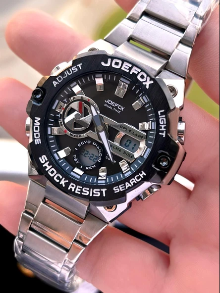 Joefox Çelik Kordon Dijital Ve Analog 2 Yıl Garantili 3 Atm Suya Dayanıklı Erkek Kol Saati JOE.CL10 - 2