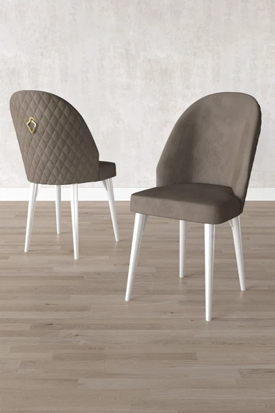 Milas Beyaz Mermer 80x132 Açılabilir Mdf Masa Yemek Odası Takımı, Mutfak Takımı 4 Sandalye, 1 Bench Cappuccino - 3