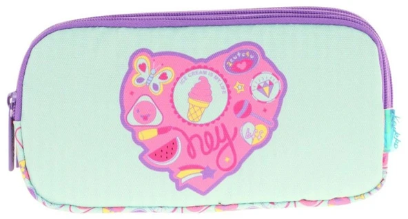 Kaukko Kids Üç Bölmeli Turkuaz Mor, Şekerleme Baskılı, Kız Çocuk Okul Kalemliği - L8230 - Resim 2