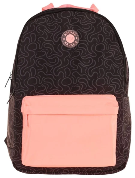 Kaukko Double Colors Üç Bölmeli Kız Çocuk Okul ve Günlük Sırt Çantası - Siyah Pembe - K1836 - Resim 2