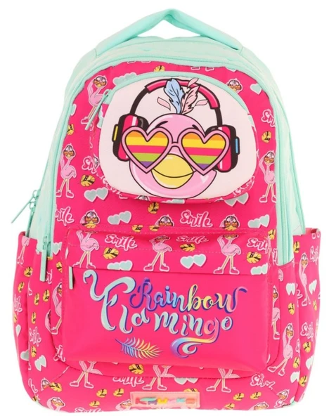 Kaukko Toys Kız Çocuk 3D Flamingo Şekilli İlkokul ve Günlük Sırt Çantası - Kırmızı Yeşil - L5235 - Resim 2