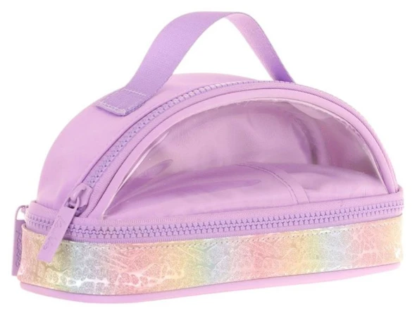 Kaukko Crescent Taşıma Saplı Kız Çocuk İki Gözlü Kalemlik - Lila , Şeffaf Cepli - K2728 ürün görseli