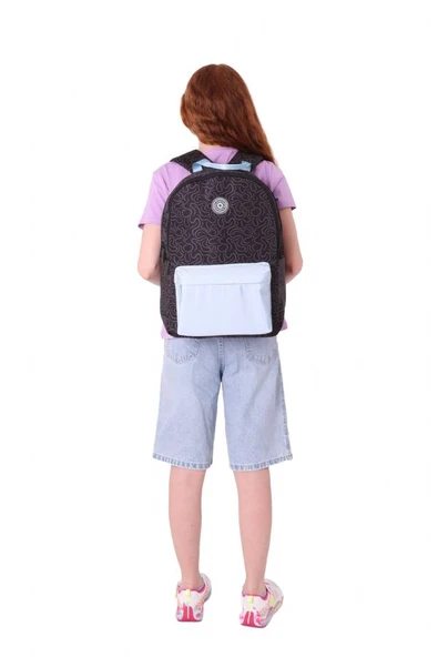 Kaukko Double Colors Üç Bölmeli Kız Çocuk Okul ve Günlük Sırt Çantası - Siyah Mavi - K1839 - Resim 6