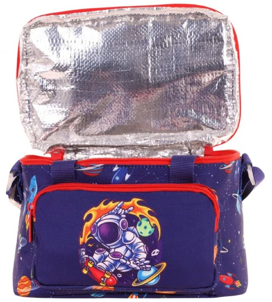 Kaukko Kids Thermo Isı Yalıtımlı Erkek Çocuk Astronot Baskılı Lacivert Kırmızı Beslenme Çantası L7267 (İki Bölmeli) - Resim 3