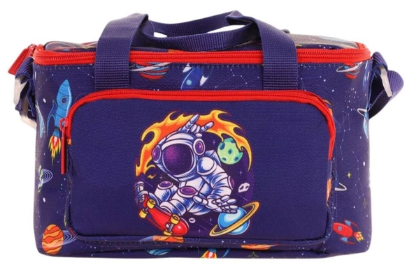 Kaukko Kids Thermo Isı Yalıtımlı Erkek Çocuk Astronot Baskılı Lacivert Kırmızı Beslenme Çantası L7267 (İki Bölmeli) - Resim 2