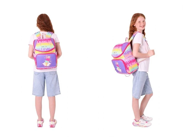 Kaukko Kırmızı Mor, Dondurma Temalı, Kız Çocuk Okul Çantası ve Kalem Çantası Seti - L5247+L8247 - Resim 3