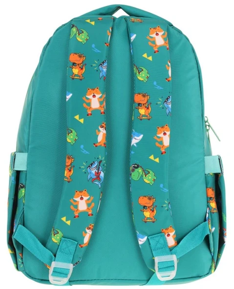 Kaukko Toys Erkek Çocuk 3D Aslan Şekilli İlkokul ve Günlük Sırt Çantası - Yeşil - L5254 - Resim 3
