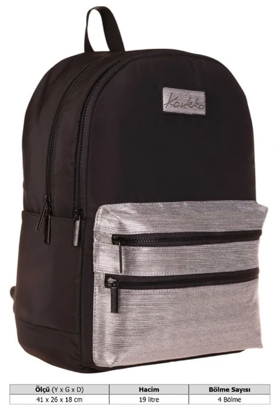 Kaukko Magic Dreams Kız Çocuk Dört Bölmeli Siyah Okul Sırt Çantası (İlkokul+Ortaokul) - K1813 - Resim 6