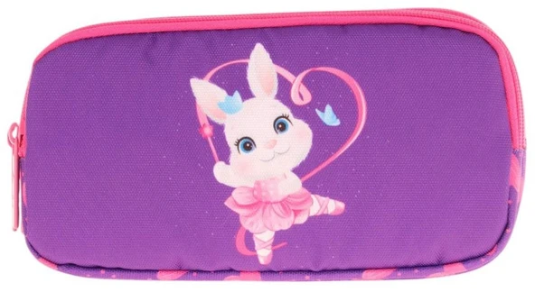 Kaukko Kids Fuşya Mor, Kalpli Tavşan, Kız Çocuk Üç Gözlü Okul Kalem Çantası - L8246 - Resim 2