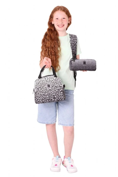 Kaukko Dots Siyah Nokta Desenli Kız Çocuk Üçlü İlkokul ve Ortaokul Çanta Seti - Resim 3