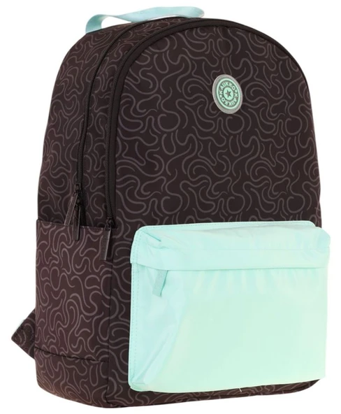 Kaukko Double Colors Üç Bölmeli Kız Çocuk Okul ve Günlük Sırt Çantası - Siyah Turkuaz - K1835 ürün görseli