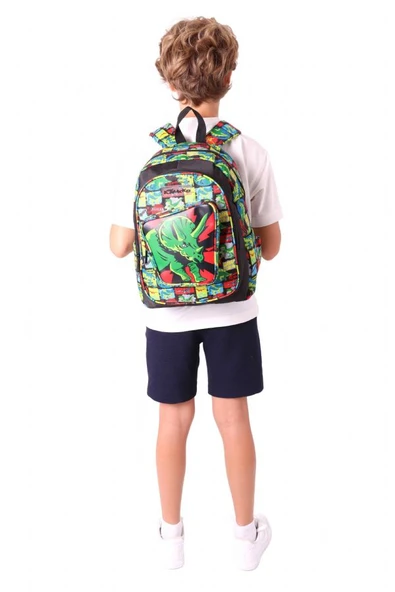 Kaukko Kids Üç Gözlü (Erkek Çocuk) Okul Sırt Çantası (3D Gergedan Detaylı) - L5263 - Resim 6