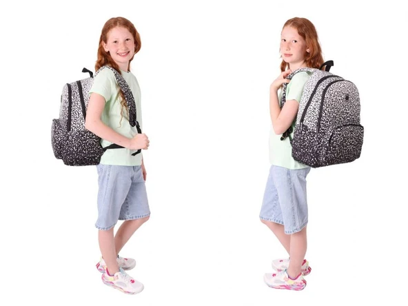 Kaukko Dots Siyah Nokta Desenli Kız Çocuk Üçlü İlkokul ve Ortaokul Çanta Seti - Resim 4