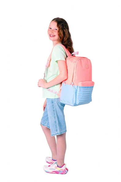 Kaukko Quick Kız Çocuk Üç Bölmeli Somon Kapitone Detaylı Okul Sırt Çantası - K1792 - Resim 5