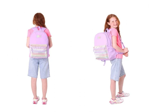 Kaukko Magic Dreams Okul Sırt Çantası ve Şeffaf Kalem Çantası Seti - Kız Çocuk - Pembe Çok Renkli - Resim 4