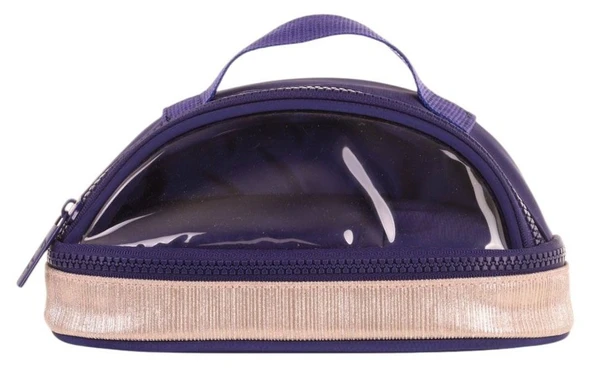 Kaukko Crescent Taşıma Saplı Kız Çocuk İki Gözlü Kalemlik - Lacivert, Şeffaf Cepli - K2725 - Resim 2