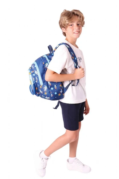 Kaukko Kids Üç Gözlü (Erkek Çocuk) Okul Sırt Çantası (Roket Detaylı) - L5260 - Resim 5