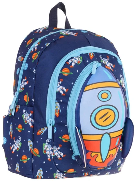 Kaukko Kids Üç Gözlü (Erkek Çocuk) Okul Sırt Çantası (Roket Detaylı) - L5260 ürün görseli