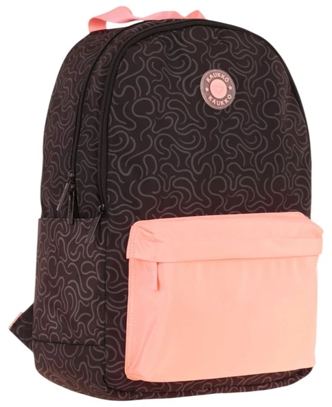 Kaukko Double Colors Üç Bölmeli Kız Çocuk Okul ve Günlük Sırt Çantası - Siyah Pembe - K1836 ürün görseli