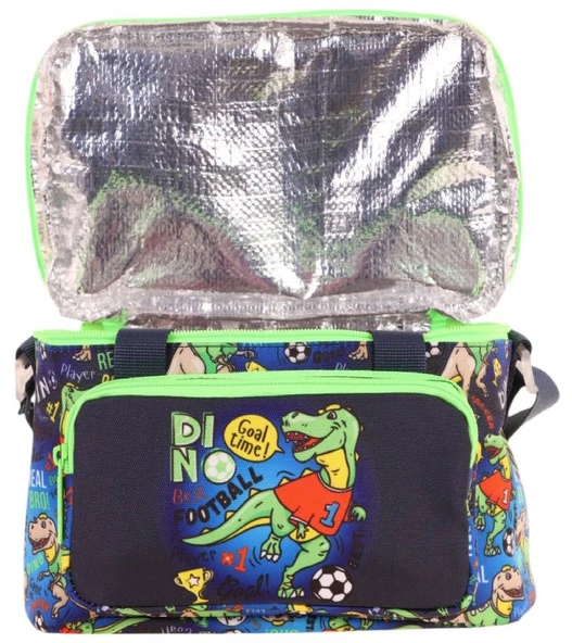 Kaukko Kids Thermo Isı Yalıtımlı Erkek Çocuk Dinazor Lacivert Yeşil Beslenme Çantası L7266 (İki Bölmeli) - Resim 3
