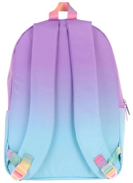 Kaukko Rainbow Kız Çocuk Üç Bölmeli İlkokul ve Ortaokul Çantası - Mor Turkuaz Renk Geçişli - K1799 - 3