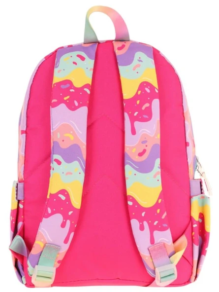 Kaukko Üç Bölmeli Kız Çocuk İlkokul Sırt Çantası (L5232) - Pembe Sarı - Dondurma Baskılı - Resim 3
