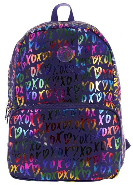 Kaukko Shine Üç Bölmeli Lacivert XOXO Desenli Sırt Çantası - K1779 - Resim 2