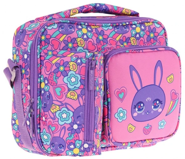 Kaukko Kız Çocuk, Mor Pembe, Tavşan Baskılı Isı Yalıtımlı Üç Bölmeli (Matara Cepli) Okul Beslenme Çantası L7220 ürün görseli