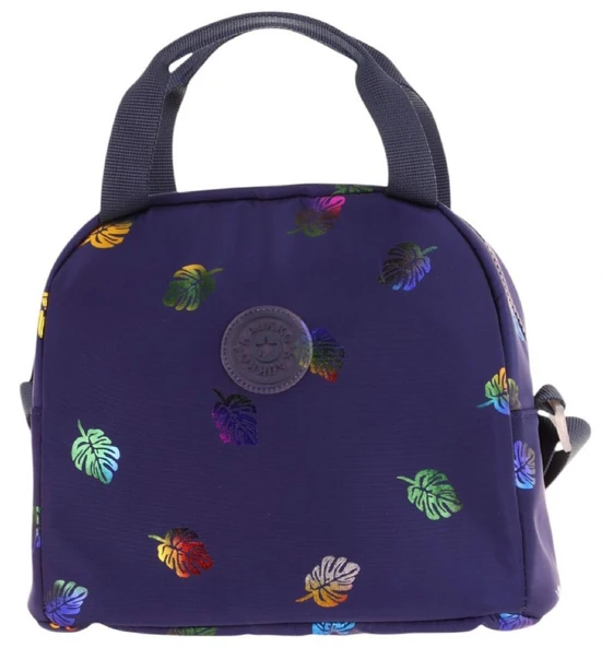 Kaukko Kız Çocuklarına Özel Lacivert Yaprak Baskılı Beslenme Çantası (Isı Yalıtımlı) (K9053) - Resim 2