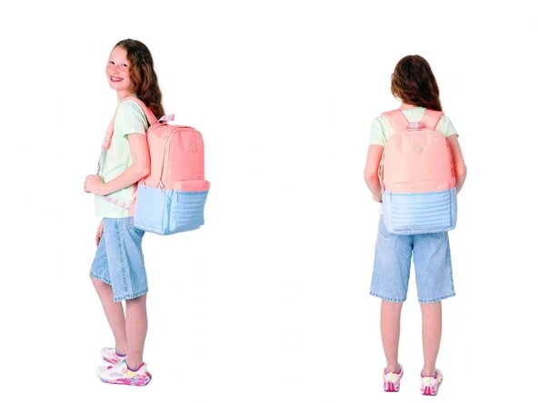 Kaukko Quick Somon Kapitone Detaylı Okul Çantası ve Isı Yalıtımlı Beslenme Seti - Kız Çocuk - Resim 3