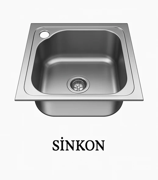 SİNKON Paslanmaz Krom Evye 40X50 Ankastre Eviye Sol Delikli