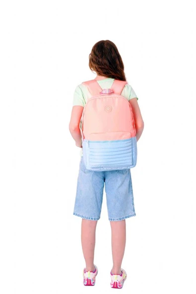 Kaukko Quick Kız Çocuk Üç Bölmeli Somon Kapitone Detaylı Okul Sırt Çantası - K1792 - Resim 6