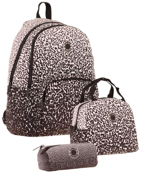 Kaukko Dots Siyah Nokta Desenli Kız Çocuk Üçlü İlkokul ve Ortaokul Çanta Seti ürün görseli