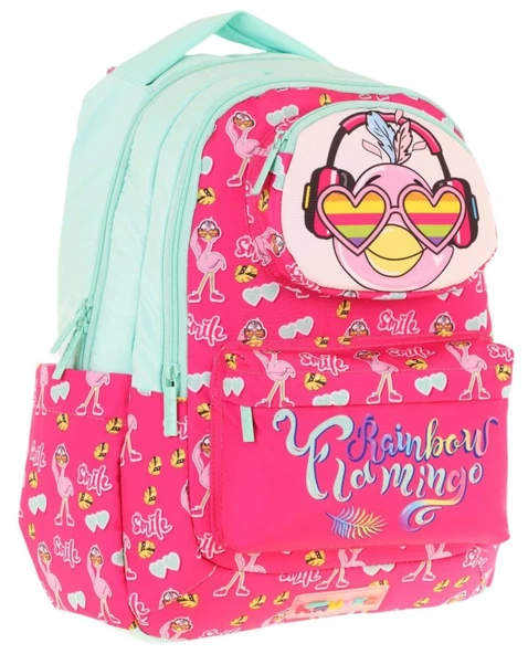 Kaukko Toys Kız Çocuk 3D Flamingo Şekilli İlkokul ve Günlük Sırt Çantası - Kırmızı Yeşil - L5235 ürün görseli