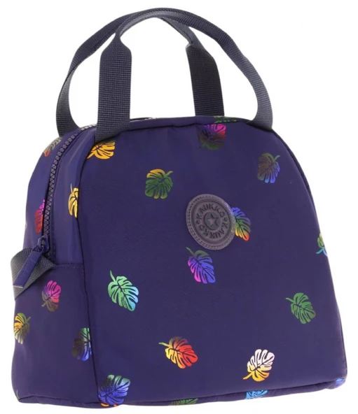 Kaukko Kız Çocuklarına Özel Lacivert Yaprak Baskılı Beslenme Çantası (Isı Yalıtımlı) (K9053) ürün görseli