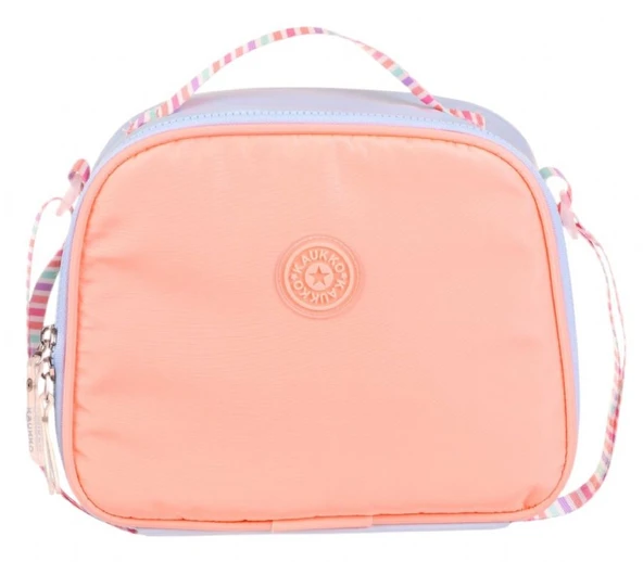 Kaukko Kız Çocuklar İçin Isı Yalıtımlı Thermo Beslenme Çantası - Mavi Turuncu- Çizgili - K9040 - Resim 2
