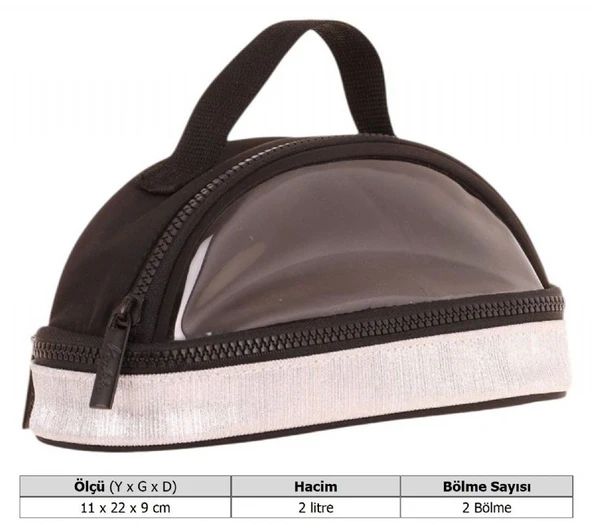 Kaukko Crescent Taşıma Saplı Kız Çocuk İki Gözlü Kalemlik - Siyah, Şeffaf Cepli - K2724 - Resim 3