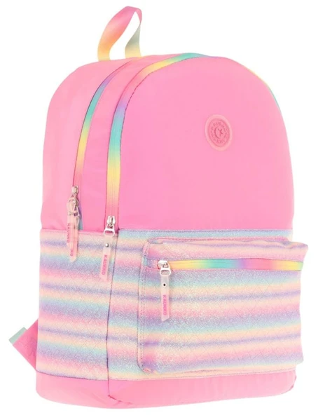 Kaukko Brush Üç Bölmeli Kız Çocuk Pembe Çok Renkli Okul Çantası - K1823 ürün görseli