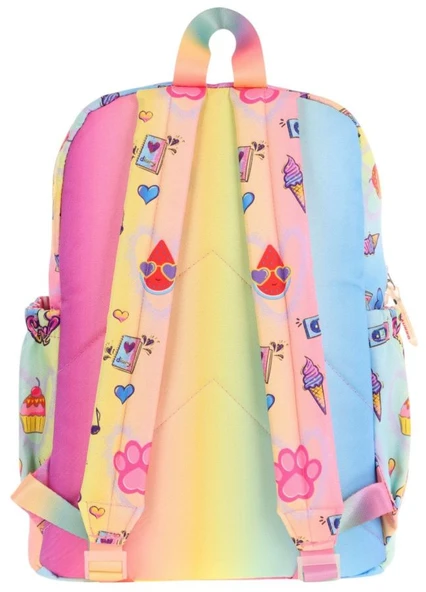 Kaukko Kids Dört Bölmeli Kız Çocuk Silikon Aksesuarlı Mavi Sarı İlkokul Çantası - Resim 3