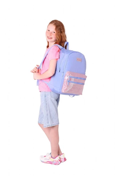 Kaukko Magic Dreams Kız Çocuk Dört Bölmeli Mavi Pembe Okul Sırt Çantası (İlkokul+Ortaokul) - K1815 - Resim 5