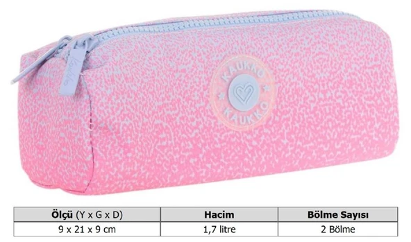 Kaukko İki Bölmeli Kız Çocuk Okul Kalem Çantası - Pembe - K2714 - 3