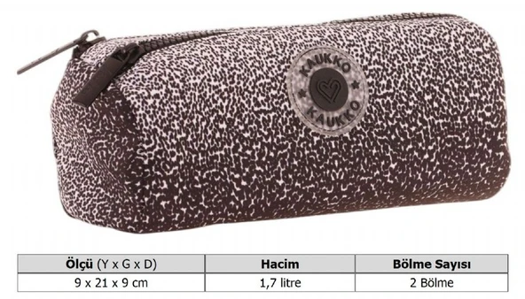 Kaukko İki Bölmeli Kız Çocuk Okul Kalem Çantası - Siyah - K2715 - Resim 3