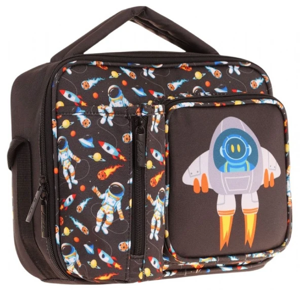 Kaukko Erkek Çocuk, Siyah, Roket Baskılı Isı Yalıtımlı Üç Bölmeli (Matara Cepli) Okul Beslenme Çantası L7264 ürün görseli