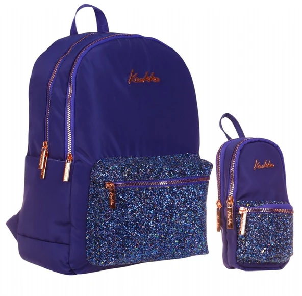Kaukko Bright Kız Çocuk Taşlı Lacivert Okul Çantası ve Çanta Şekilli Kalemlik Seti ürün görseli