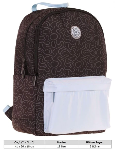 Kaukko Double Colors Üç Bölmeli Kız Çocuk Okul ve Günlük Sırt Çantası - Siyah Mavi - K1839 - Resim 4