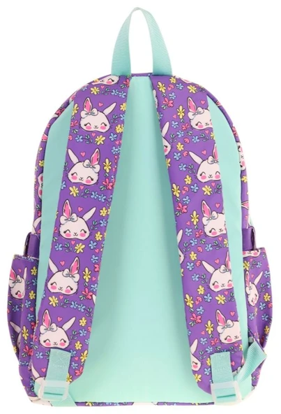 Kaukko Kız Çocuk Peluş Tavşanlı İlkokul Okul Sırt Çantası - Mor Yeşil - L5242 - Resim 3
