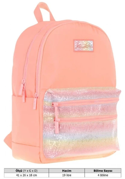 Kaukko Magic Dreams Kız Çocuk Dört Bölmeli Somon Okul Sırt Çantası (İlkokul+Ortaokul) - K1818 - Resim 3